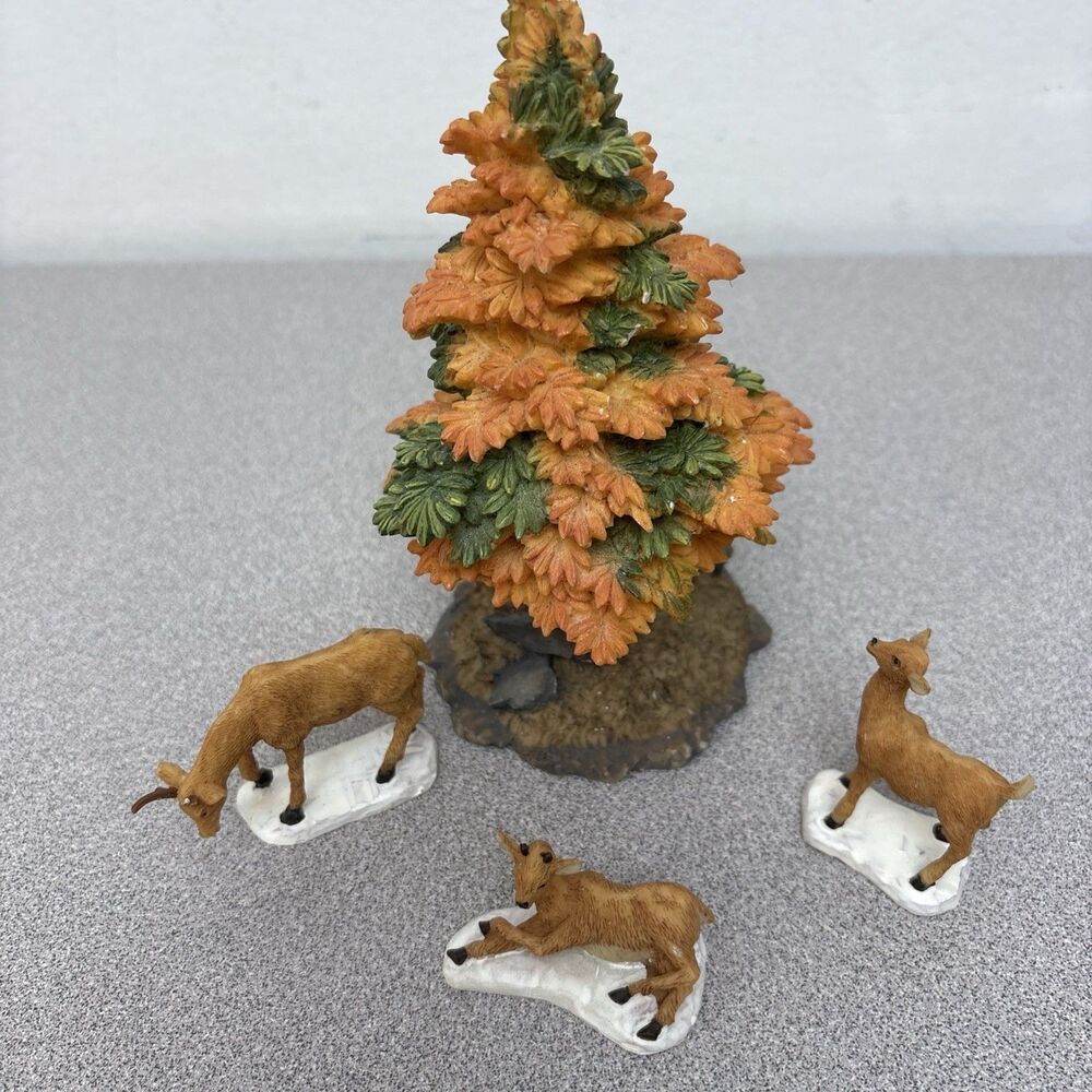 *READ Lemax Deer Dad and Fawns set of 4 Christmas Village Figurines